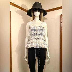 Gorgeous Sheer Antique Peplum Top in Cream